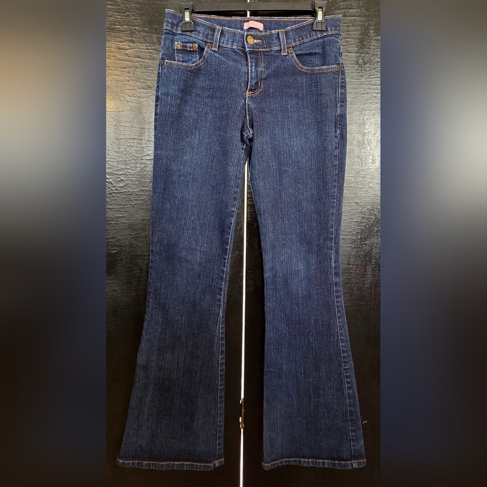 Vintage Forever 21 XXI Y2K Low Rise Flare Jeans Dark Wash Juniors 5 - Picture 1 of 7